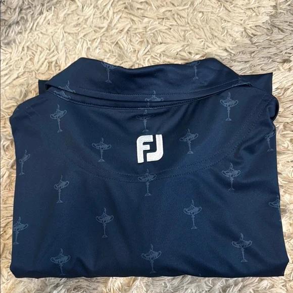 Foot Joy Navy Polo Shirt with Gold President’s Cup Embroidery - Picture 5 of 5